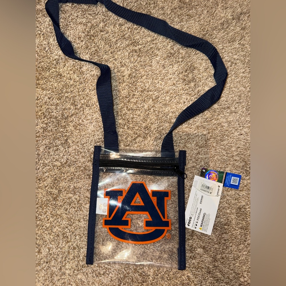NWT Auburn university Clear Crossbody Bag with Navy Strap